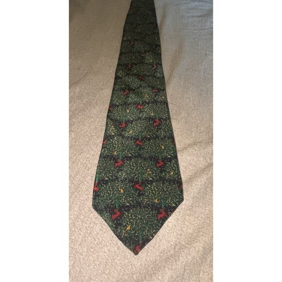 Vintage Christian Dior Deer Forest Tie Silk Necktie - Picture 1 of 2